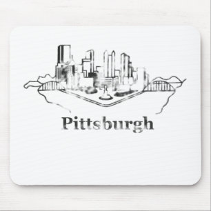 Faded Pittsburgh City Skyline Logo Muismat