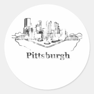 Faded Pittsburgh City Skyline Logo Ronde Sticker