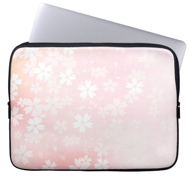 Faded roze/White Cherry Blossom Computer Sleeve (Voorkant)