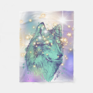 Faded Sparkle Wolf Fleece Deken