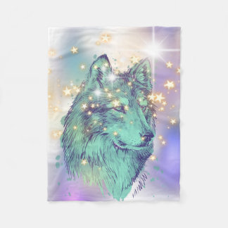 Faded Sparkle Wolf Fleece Deken