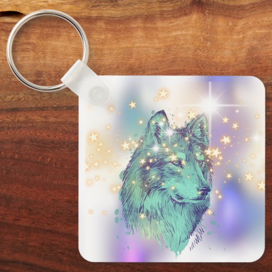 Faded Sparkle Wolf Sleutelhanger (Voorkant)