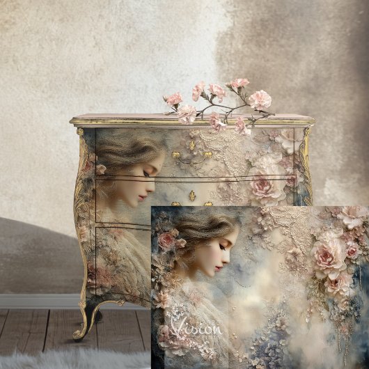 Faded Whispers Romantisch Portret  Bloemen Tissuepapier