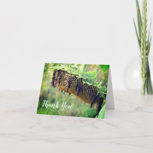 Faded zonnebloem Floral Hartelijk dank Bedankkaart (Voorkant)