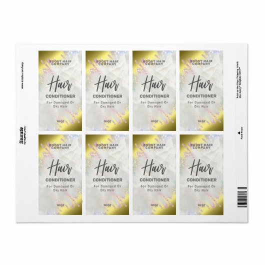 Fading Gold en Opal Glitter Hair Product Labels (Full Sheet)