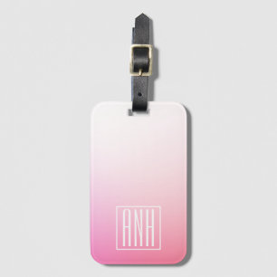 Fading Pinks Ombre Gradatie & Uw Initialen Bagagelabel