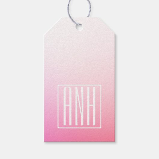 Fading Pinks Ombre Gradatie & Uw Initialen Cadeaulabel (Voorkant)