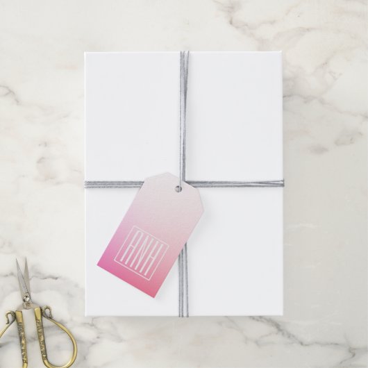 Fading Pinks Ombre Gradatie & Uw Initialen Cadeaulabel (Met Touw)