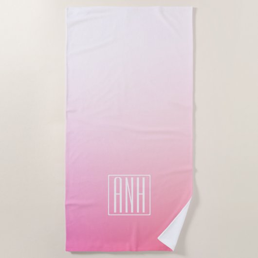 Fading Pinks Ombre Gradatie & Uw Initialen Strandlaken (Voorkant)