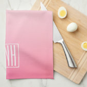 Fading Pinks Ombre Gradatie & Uw Initialen Theedoek (Quarter Fold)