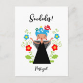 Fado-vrouwzanger met Portugese caravel-schepen Briefkaart (Voorkant)