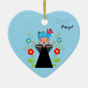 Fado-vrouwzanger met Portugese caravel-schepen Keramisch Ornament