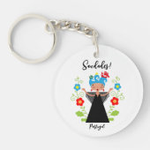 Fado-vrouwzanger met Portugese caravel-schepen Sleutelhanger (Voorkant)