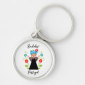 Fado-vrouwzanger met Portugese caravel-schepen Sleutelhanger (Voorkant)