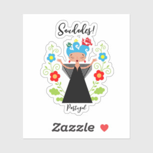 Fado-vrouwzanger met Portugese caravel-schepen Sticker
