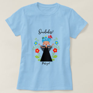 Fado-vrouwzanger met Portugese caravel-schepen T-shirt