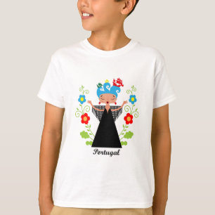 Fado-vrouwzanger met Portugese caravel-schepen T-shirt