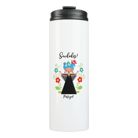 Fado-vrouwzanger met Portugese caravel-schepen Thermosbeker (Voorkant)