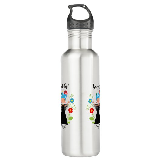 Fado-vrouwzanger met Portugese caravel-schepen Waterfles (Achterkant)