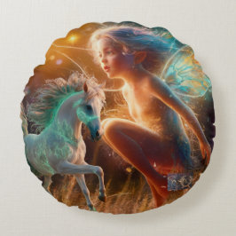 Fae en Paard Rond Kussen
