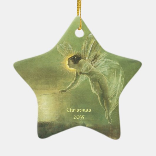 Fae - Fairy Angle Star shape Kerstannemant Keramisch Ornament (Achterkant)