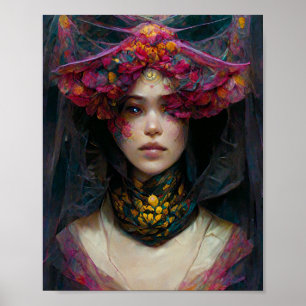 Fae Girl in roze fantasy Art Poster