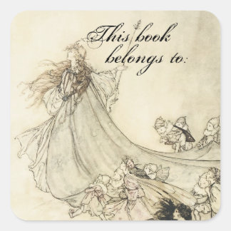  Faerie Boek Bord Vierkante Sticker