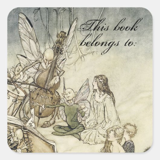 Faerie Boek Bord Vierkante Sticker (Voorkant)