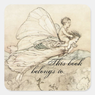Faerie Boek Bord Vierkante Sticker