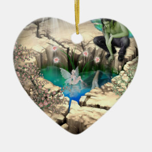Faerie in Elven Pond Keramisch Ornament