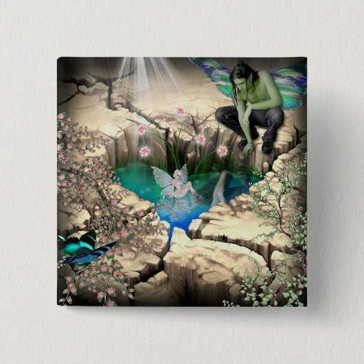 Faerie in Elven Pond Vierkante Button 5,1 Cm (Voorkant)
