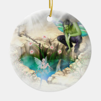 Faerie in Elven Pond Vignette Keramisch Ornament