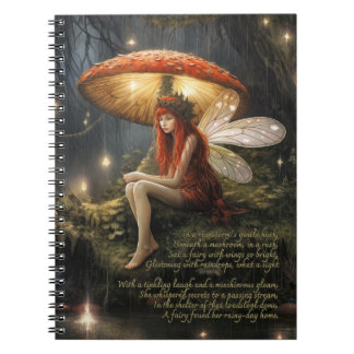 Faerie onder paddenstoel in de regen notitieboek