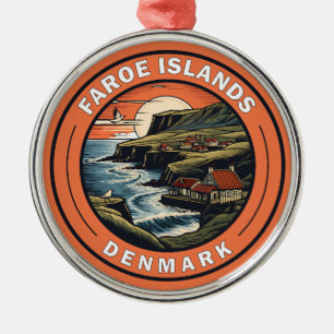 Faeröer Denemarken Reizen Art Badge Metalen Ornament