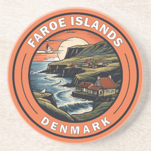 Faeröer Denemarken Reizen Art Badge Zandsteen Onderzetter