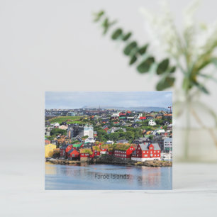 Faeröer, panoramisch uitzicht van Torshavn, kaart