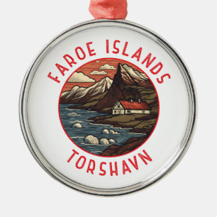 Faeröer Tórshavn Retro Noodcirkel Metalen Ornament