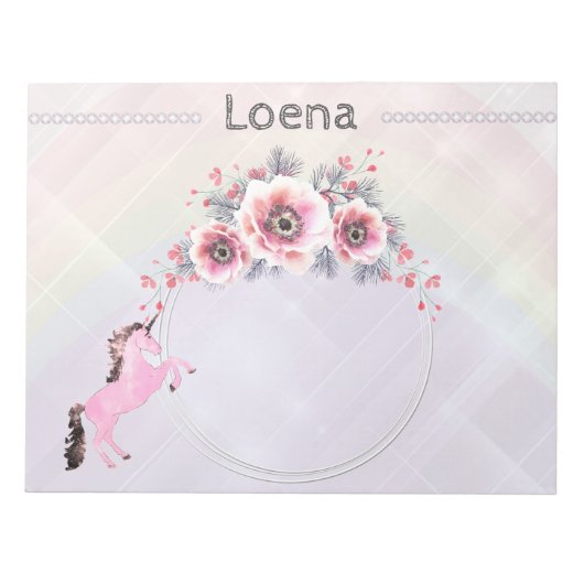 Faetastic unicorn roze personaliseer notepad notitieblok (Voorkant)