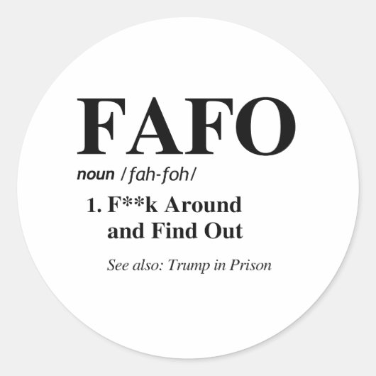 FAFO-definitie Ronde Sticker (Voorkant)