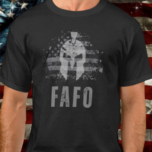 FAFO Spartaanse helm Amerikaanse vlag Patriottisch T-shirt