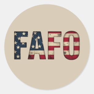 FAFO verontwaardigd over politiek statement Amerik Ronde Sticker