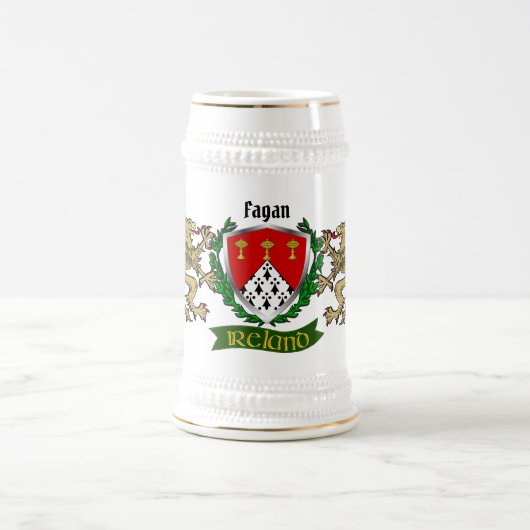 Fagan Irish Shield Gepersonaliseerde Bier Stein Bierpul (Center)