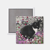 Failles dans Flowers II Magnet - Tuxedo Cat (Recto/Verso)