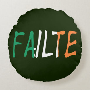 Failte overlay op Ierse vlag tpcn Rond Kussen