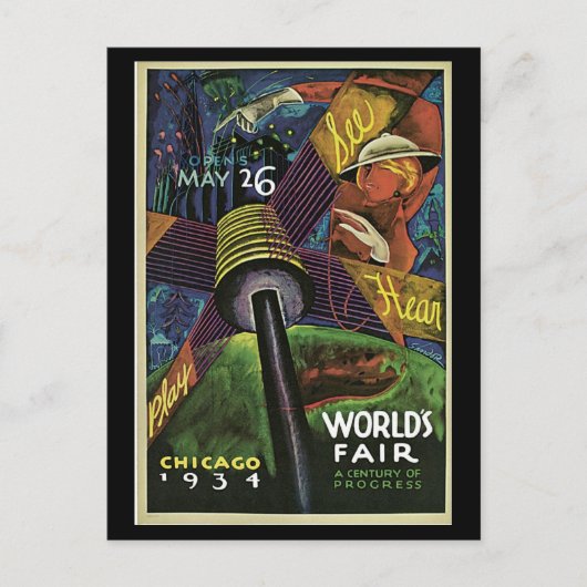 Fair-1934 van Postercard-Chicago World Briefkaart (Voorkant)