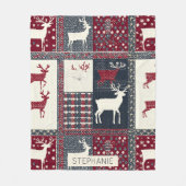 Fair Isle gebreide patchwork | Rustiek rendier (2) Fleece Deken (Voorkant)