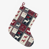 Fair Isle gebreide patchwork | Rustiek rendier (2) Grote Kerstsok (Voorkant (Hangend))