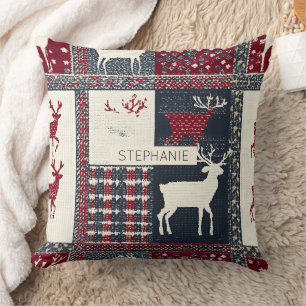 Fair Isle gebreide patchwork Rustiek rendier (2) Kussen