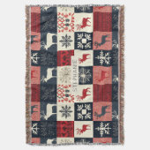 Fair Isle gebreide patchwork | vakantierrendier Deken (Voorkant Verticaal)