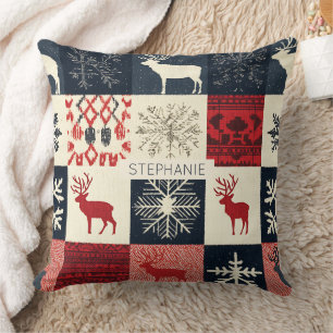 Fair Isle gebreide patchwork vakantierrendier Kussen